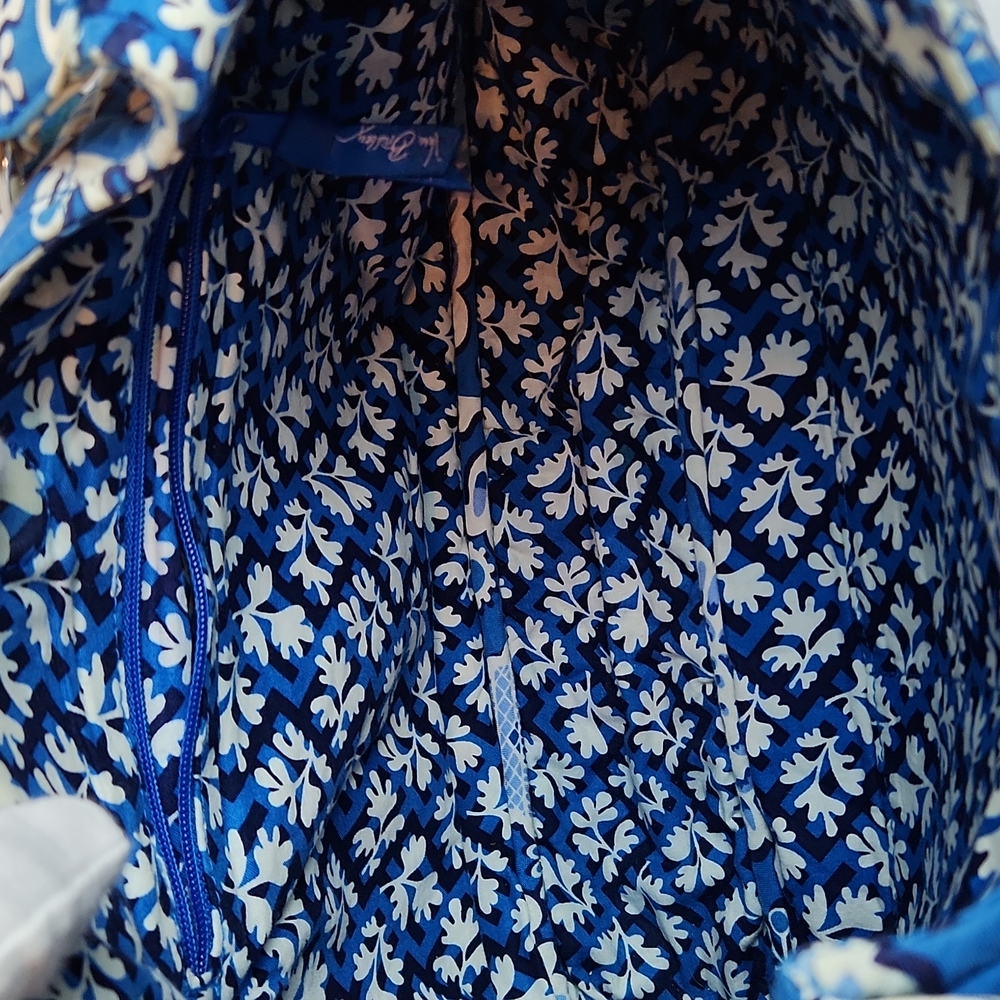 Vera Bradley Shoulder Bag Blue White Floral - Picture 11 of 16